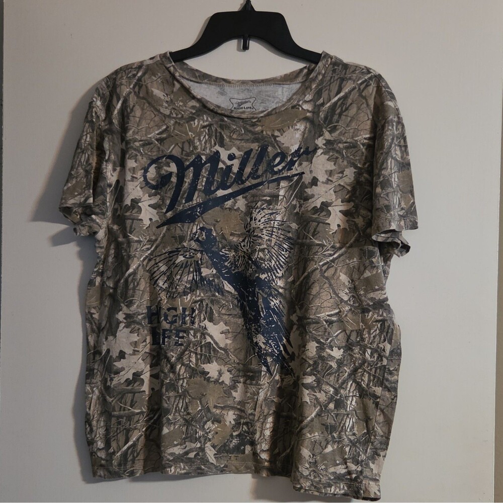 Miller High Life Camouflage Short Sleeve T-Shirt 2XL Breweriana Theme